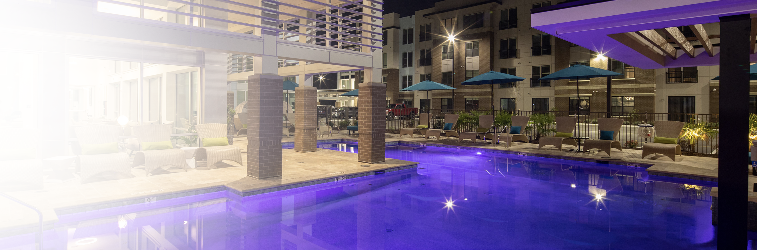 DF Multifamily exterior apartment pool at night